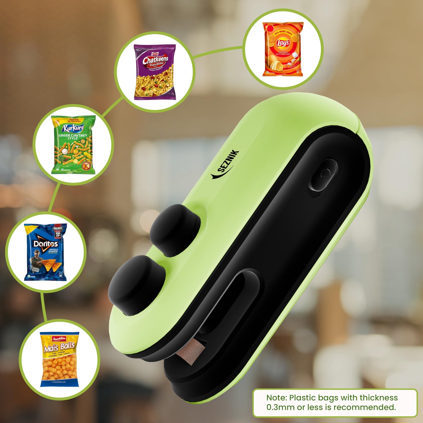 Seznik Handheld Portable Sealing Machine for Food Packets - Snacks, Chips, Fresh Storage - Mini Sealing Machine, 1 YEAR Warranty (White)