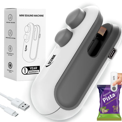 Seznik Handheld Portable Sealing Machine for Food Packets -  Snacks, Chips, Fresh Storage - Mini Sealing Machine, 1 YEAR Warranty (White)