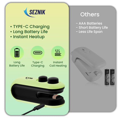 Seznik Handheld Portable Sealing Machine for Food Packets -  Snacks, Chips, Fresh Storage - Mini Sealing Machine, 1 YEAR Warranty (White)