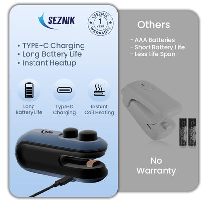 Seznik Handheld Portable Sealing Machine for Food Packets -  Snacks, Chips, Fresh Storage - Mini Sealing Machine, 1 YEAR Warranty (White)