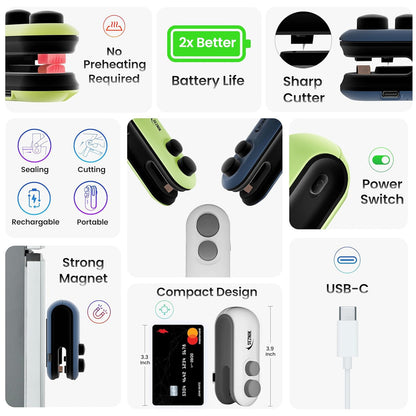 Seznik Handheld Portable Sealing Machine for Food Packets -  Snacks, Chips, Fresh Storage - Mini Sealing Machine, 1 YEAR Warranty (White)