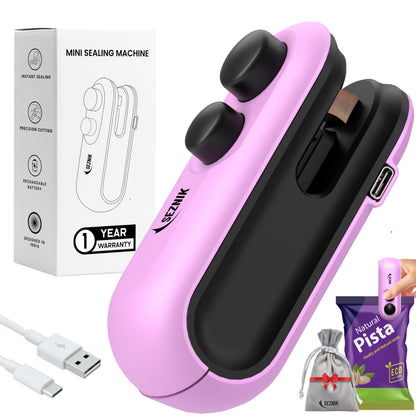 Seznik Handheld Portable Sealing Machine for Food Packets -  Snacks, Chips, Fresh Storage - Mini Sealing Machine, 1 YEAR Warranty (White)