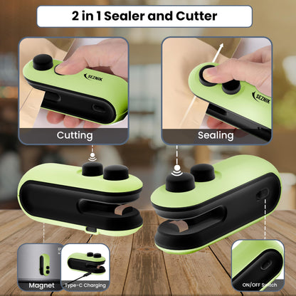 Seznik Handheld Portable Sealing Machine for Food Packets -  Snacks, Chips, Fresh Storage - Mini Sealing Machine, 1 YEAR Warranty (White)