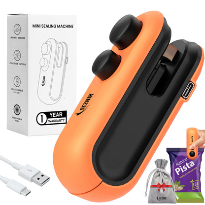 Seznik Handheld Portable Sealing Machine for Food Packets -  Snacks, Chips, Fresh Storage - Mini Sealing Machine, 1 YEAR Warranty (White)