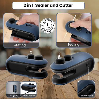 Seznik Handheld Portable Sealing Machine for Food Packets -  Snacks, Chips, Fresh Storage - Mini Sealing Machine, 1 YEAR Warranty (White)